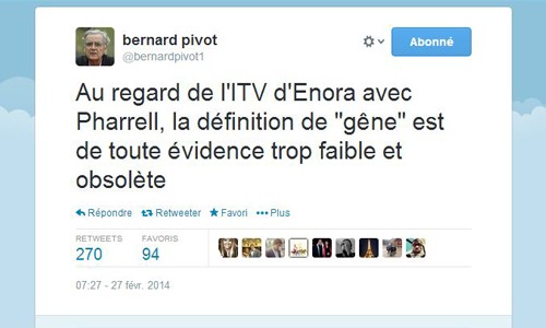 Tweet de Bernard Pivot